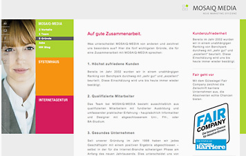 Screenshot der Website von Mosaiq Medi-